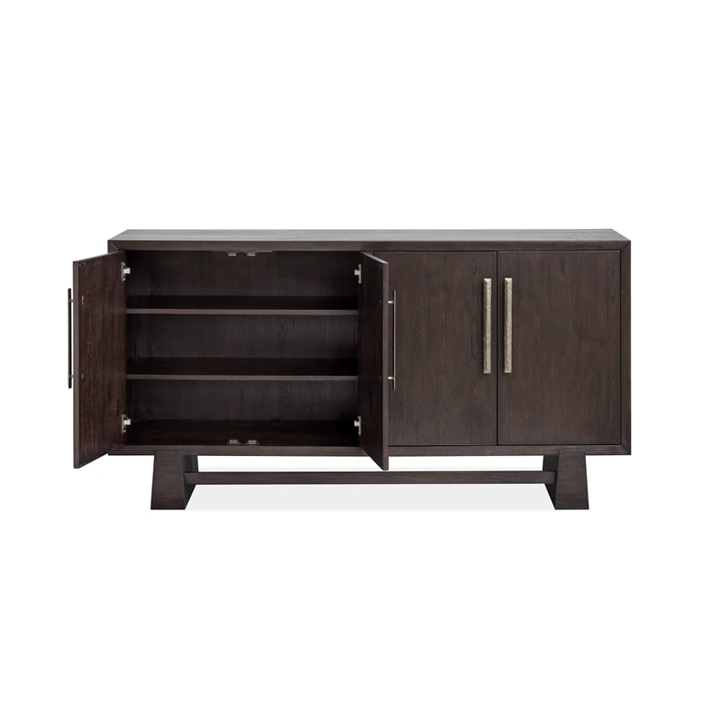 Bowery Hill Modern Mission Buffet With Wine Storage in Coffee Bean