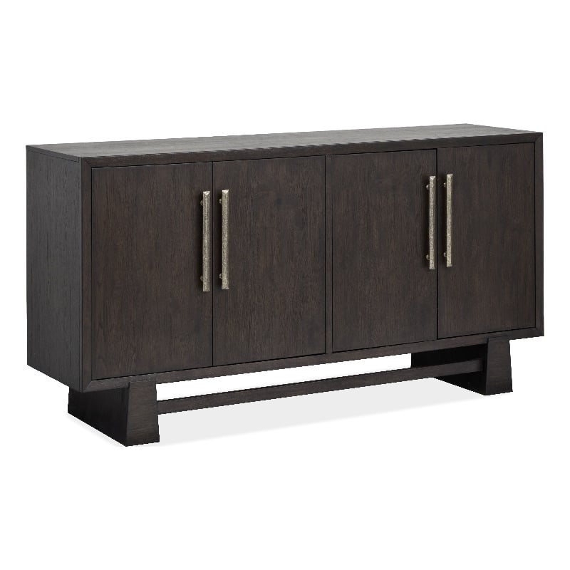 Bowery Hill Modern Mission Buffet With Wine Storage in Coffee Bean