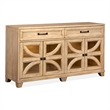 Bowery Hill Traditional Glass Door Buffet With Wine Storage in Honey Maple