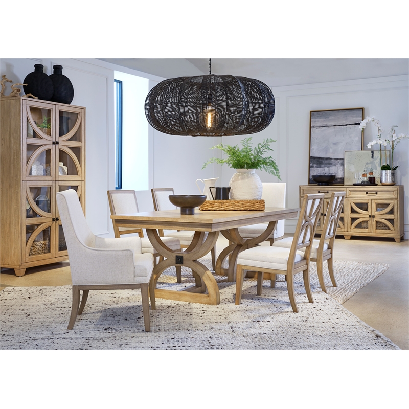 Bowery Hill Traditional Glass Door Buffet With Wine Storage in Honey Maple