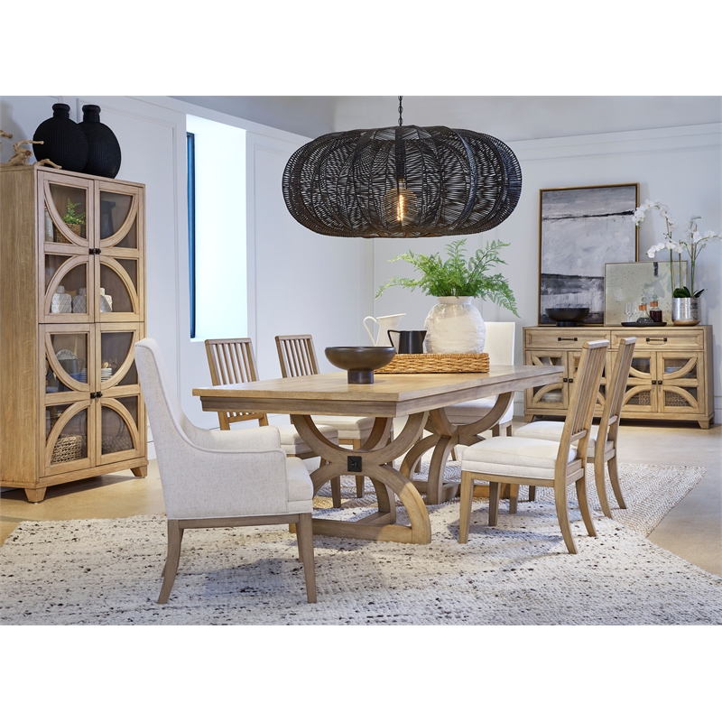 Bowery Hill Traditional Glass Door Buffet With Wine Storage in Honey Maple