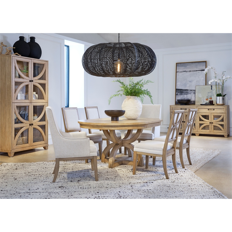 Bowery Hill Traditional Glass Door Buffet With Wine Storage in Honey Maple