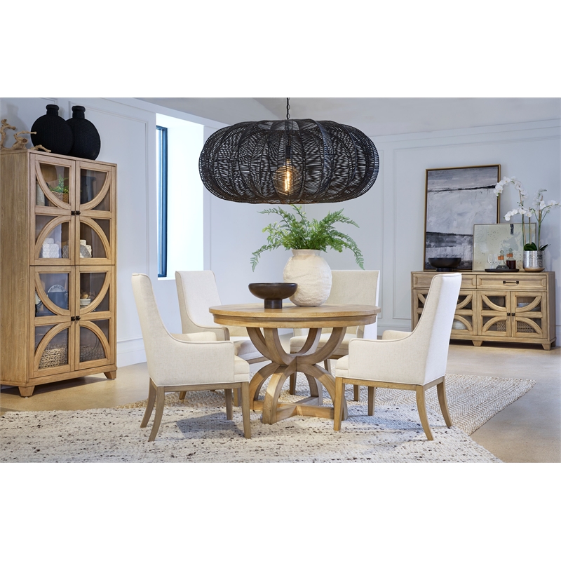 Bowery Hill Traditional Glass Door Buffet With Wine Storage in Honey Maple