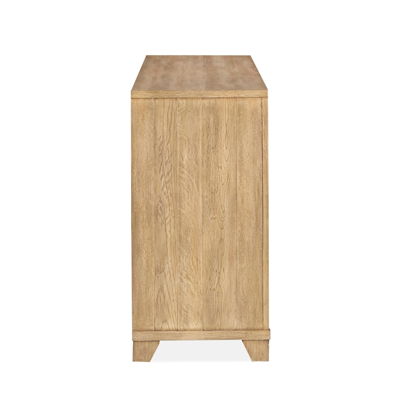 Bowery Hill Traditional Glass Door Buffet With Wine Storage in Honey Maple