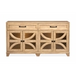 Bowery Hill Traditional Glass Door Buffet With Wine Storage in Honey Maple