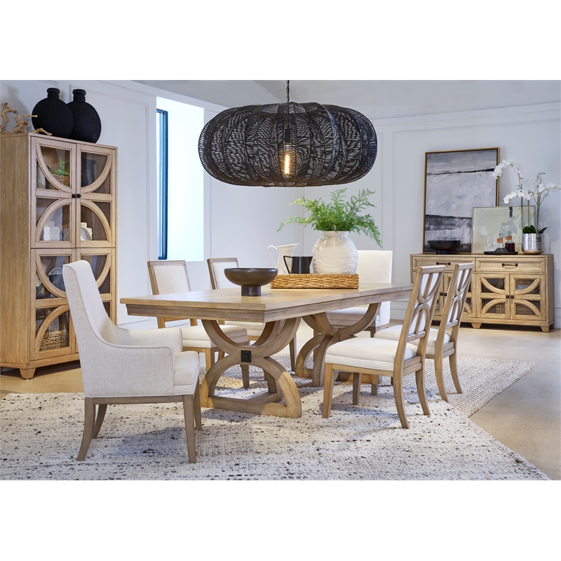 Bowery Hill Traditional Glass Door Buffet With Wine Storage in Honey Maple