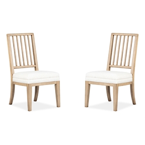 Bowery Hill Upholstered Side Chair With Slat Back Set of 2 in Honey Maple