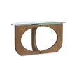 Bowery Hill Contemporary Glass Top Demilune Sofa Table in Almond