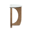Bowery Hill Contemporary Glass Top Demilune Sofa Table in Almond