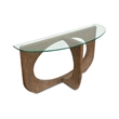 Bowery Hill Contemporary Glass Top Demilune Sofa Table in Almond