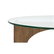 Bowery Hill Contemporary Glass Top Demilune Sofa Table in Almond