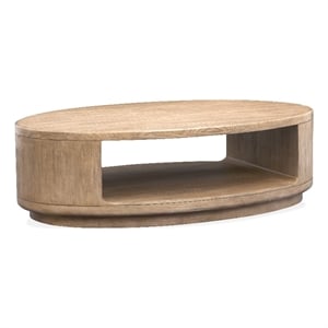 Bowery Hill Rustic Oval Cocktail Table With Casters and Shelf in Chateau Brown