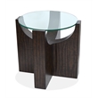 Bowery Hill Glass Insert Round Accent Table in Rustic Tavern