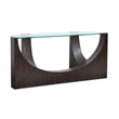 Bowery Hill Glass Insert Console Sofa Table in Rustic Tavern