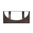 Bowery Hill Glass Insert Console Sofa Table in Rustic Tavern