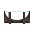 Bowery Hill Glass Insert Console Sofa Table in Rustic Tavern