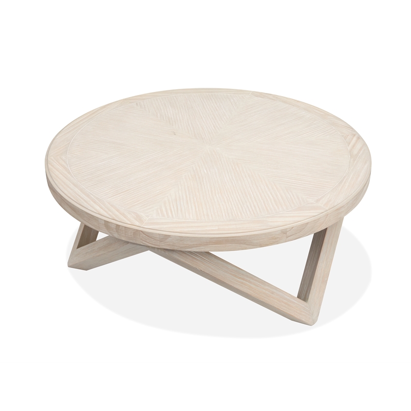 Bowery Hill Contemporary Casual Round Cocktail Table in Coconut Cream