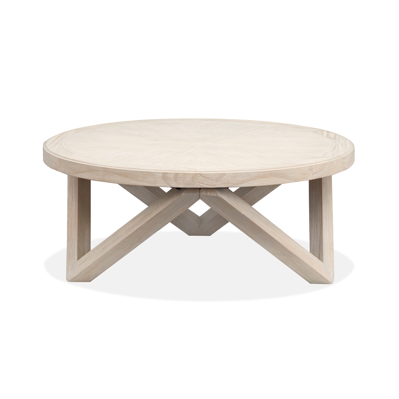 Bowery Hill Contemporary Casual Round Cocktail Table in Coconut Cream