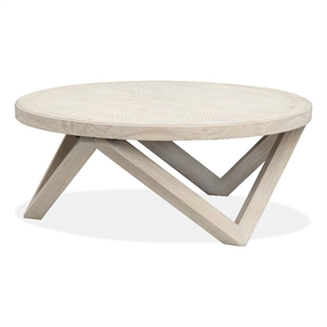 Bowery Hill Contemporary Casual Round Cocktail Table in Coconut Cream