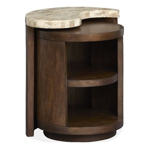 Bowery Hill Modern Stone Top Nesting End Table Set in Burnt Umber