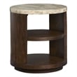 Bowery Hill Modern Stone Top Round End Table With Shelves in Burnt Umber