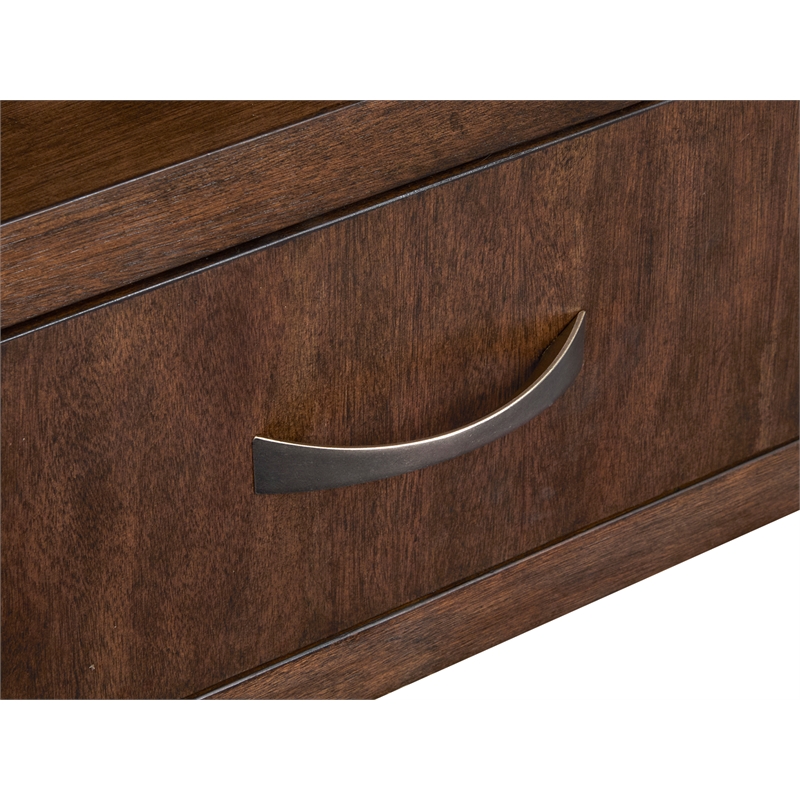 Bowery Hill Modern Stone Top Round Cocktail Table With Casters in Burnt Umber