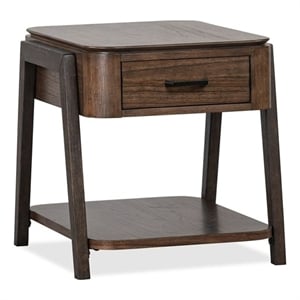 Bowery Hill Rectangular End Table With Drawer and Shelf in Dark Chocolate