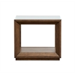 Bowery Hill Modern Glass Top Rectangular End Table With Shelf in Cinnamon