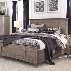 Bowery Hill Contemporary Casual Queen Panel Storage Bed in Dovetail Grey
