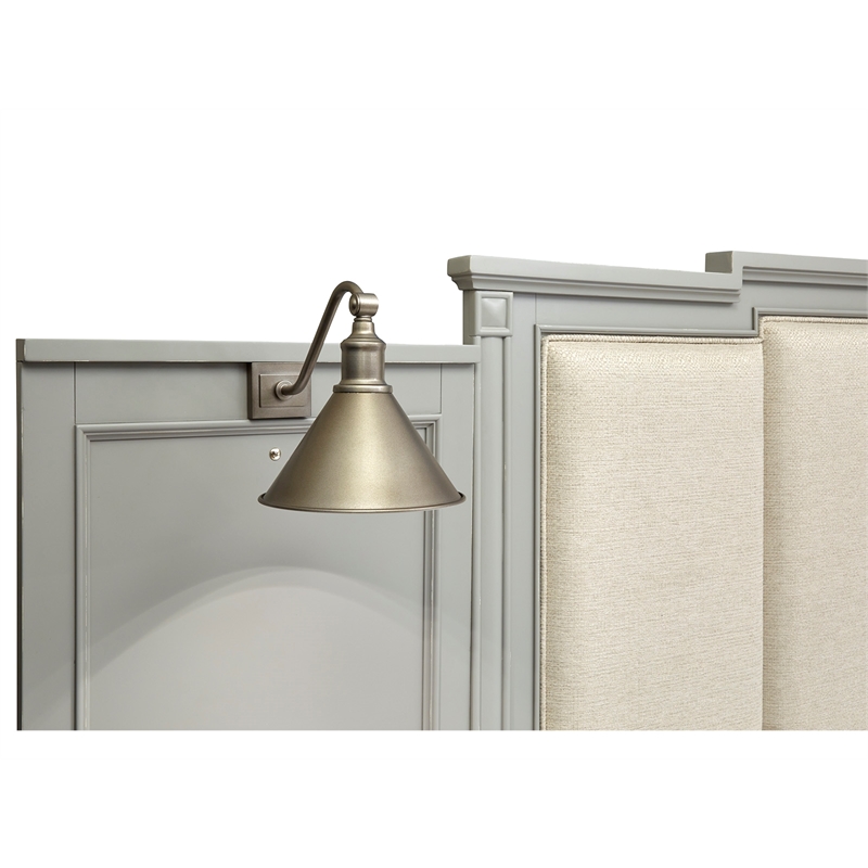 Bowery Hill Queen Upholstered Wall Bed With Panel Detailing in Pebble