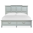 Bowery Hill King Panel Storage Bed With Footboard Drawers in Pebble