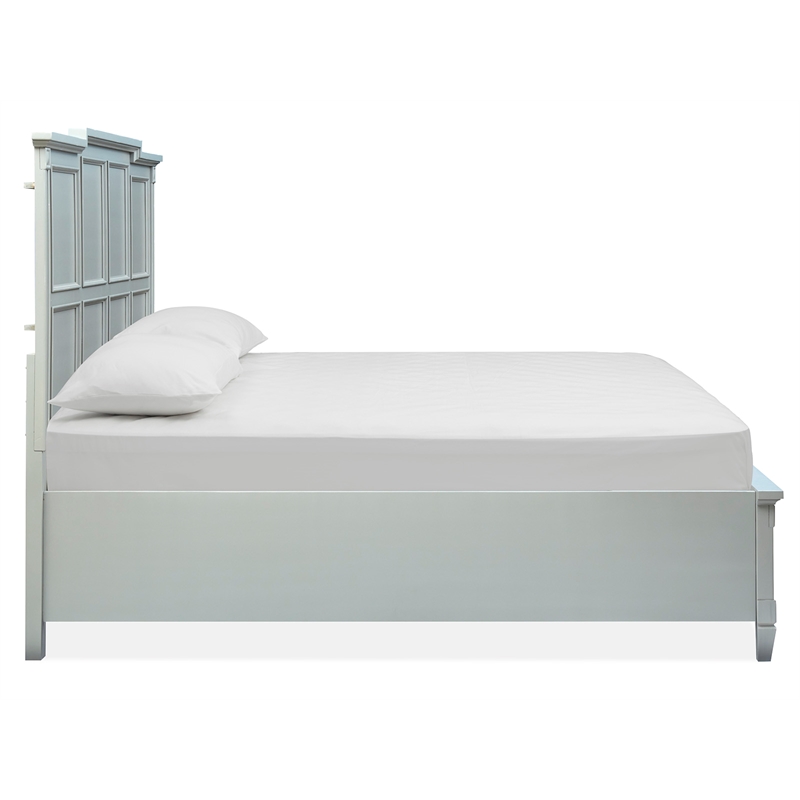 Bowery Hill King Panel Storage Bed With Footboard Drawers in Pebble