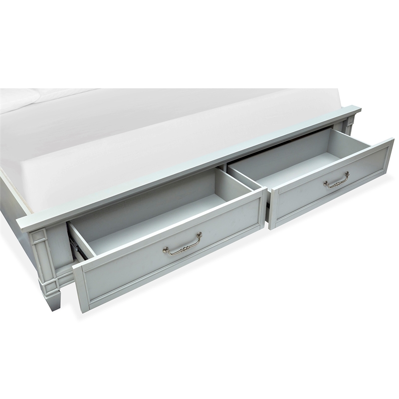 Bowery Hill King Panel Storage Bed With Footboard Drawers in Pebble