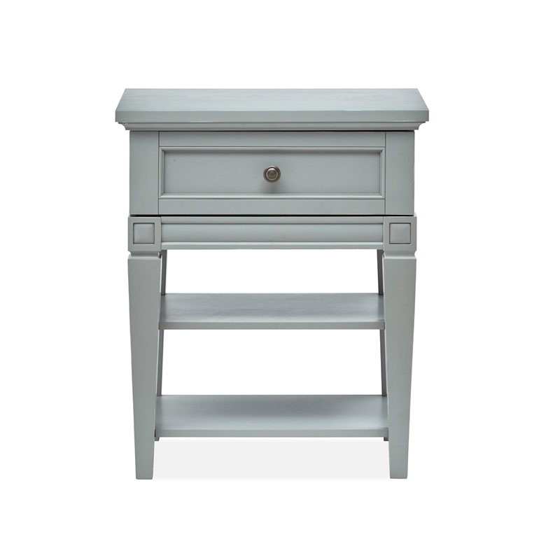 Bowery Hill Open Nightstand With Drawer and Shelves in Pebble