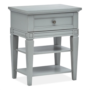 Bowery Hill Open Nightstand With Drawer and Shelves in Pebble