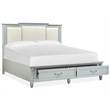 Bowery Hill King Upholstered Panel Storage Bed With Footboard Drawers in Pebble