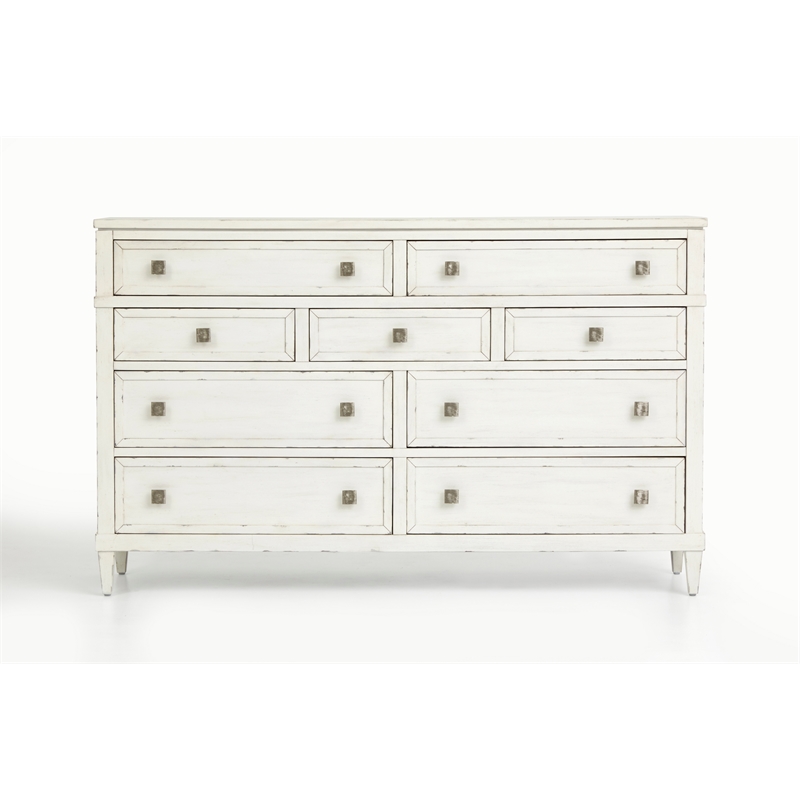 Bowery Hill Contemporary Garden Chic 9-Drawer Bedroom Dresser in White