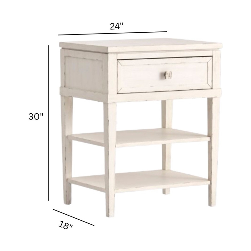 Bowery Hill Garden Chic Telephone Table With Shelves in White