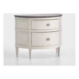 Bowery Hill Garden Chic Stone Top Accent Nightstand in White