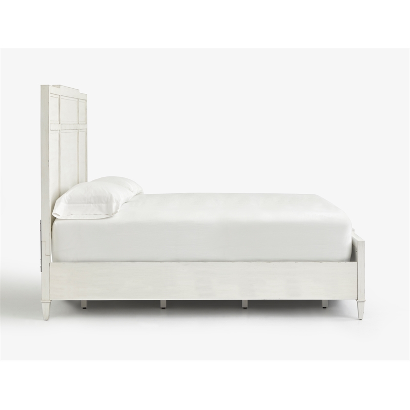 Bowery Hill Contemporary Garden Chic Solid Wood Panel Bed in White