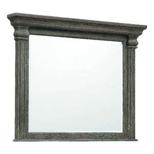 Bowery Hill Brown Wood-Framed Beveled Dresser Mirror in Oak Veneer