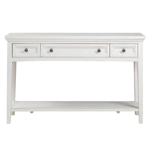 Bowery Hill Rectangular Sofa Table with 3 Drawers in Chalk White