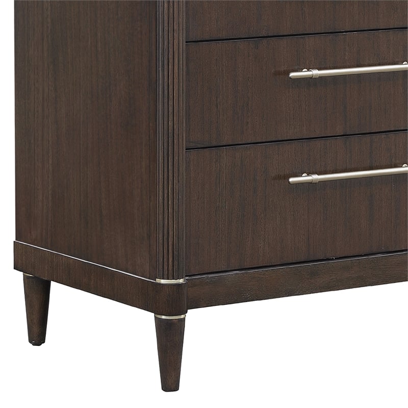 Bowery Hill 8 Drawer Dresser in Piano Brown Eucalyptus Wood Veneer