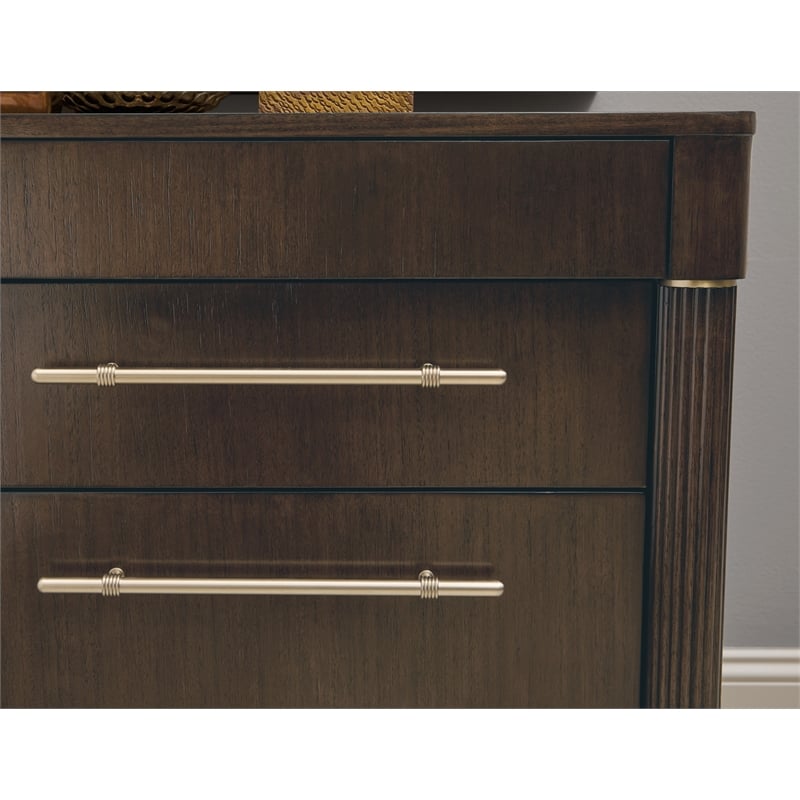 Bowery Hill 8 Drawer Dresser in Piano Brown Eucalyptus Wood Veneer
