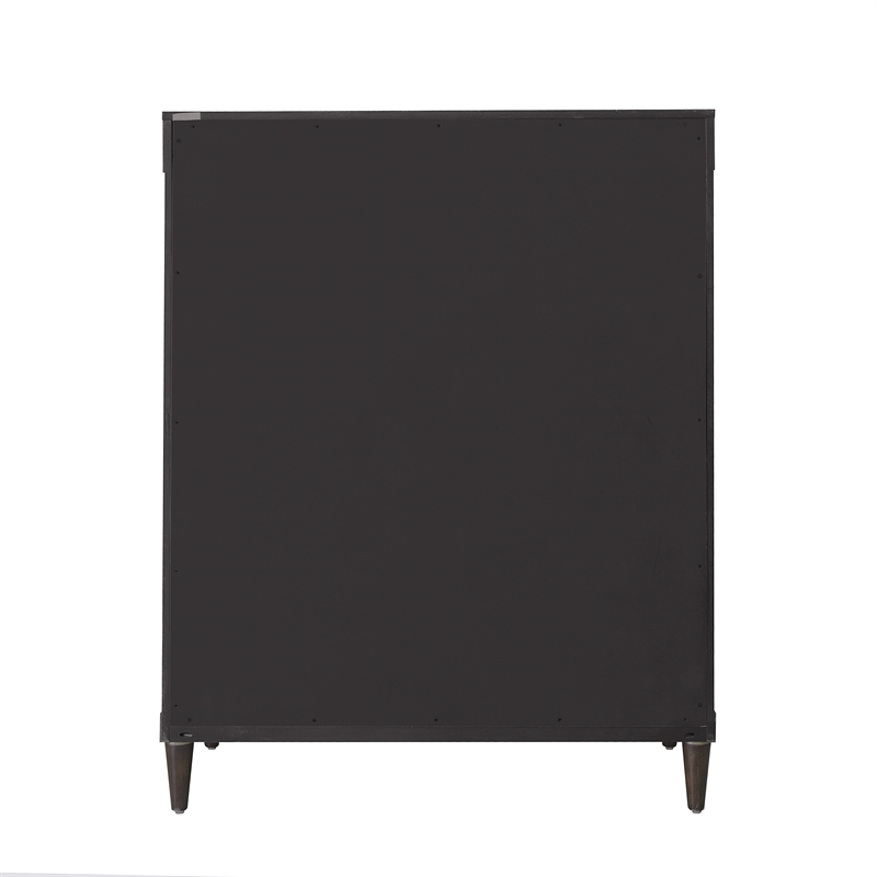 Bowery Hill 6 Drawer Chest in Piano Brown Eucalyptus Wood Veneer