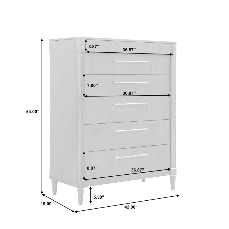 Bowery Hill 6 Drawer Chest in Piano Brown Eucalyptus Wood Veneer