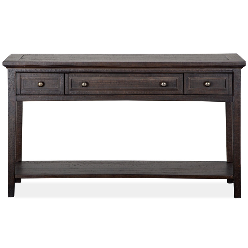 Bowery Hill Rectangular Sofa Table with 3 Drawers in Graphite