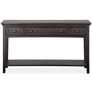Bowery Hill Rectangular Sofa Table with 3 Drawers in Graphite