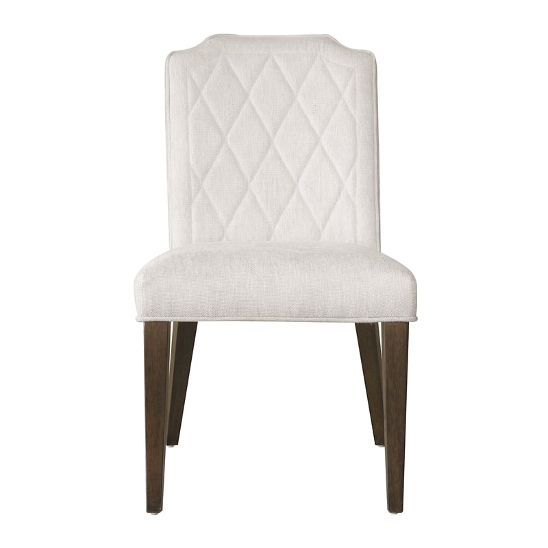 Bowery Hill Upholstered Side Chair in White Cloud Fabric with Tapered Legs