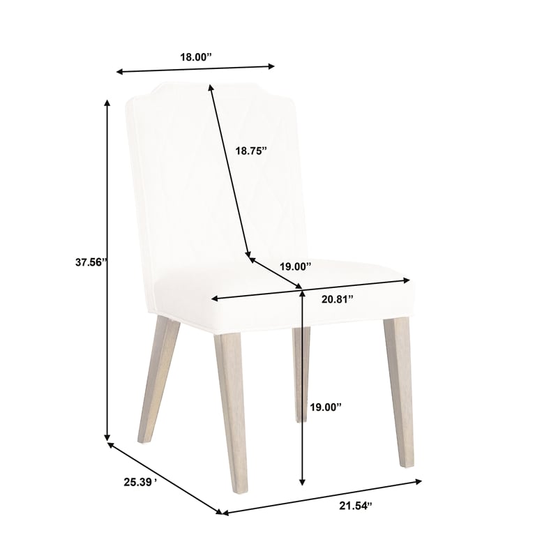 Bowery Hill Upholstered Side Chair in White Cloud Fabric with Tapered Legs